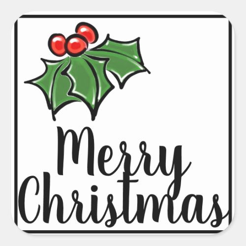 Classic Christmas holly modern minimalist  Square Sticker