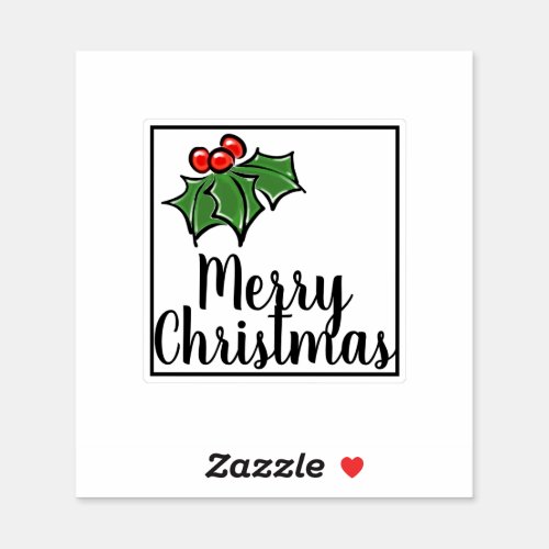 Classic Christmas holly modern minimalist  Sticker