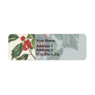 Classic Christmas Holly with Red Berries Art Label