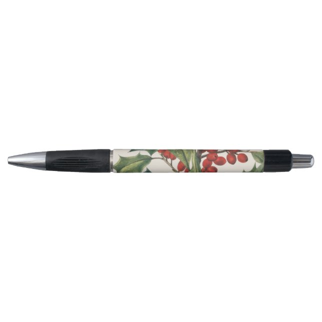 Classic Christmas Holly with Red Berries Art Pen (Front)