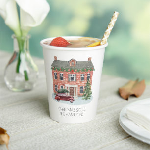 Classic Christmas House Paper Cups