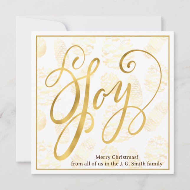 Classic Christmas Joy in Gold Flat Holiday Card (Front)