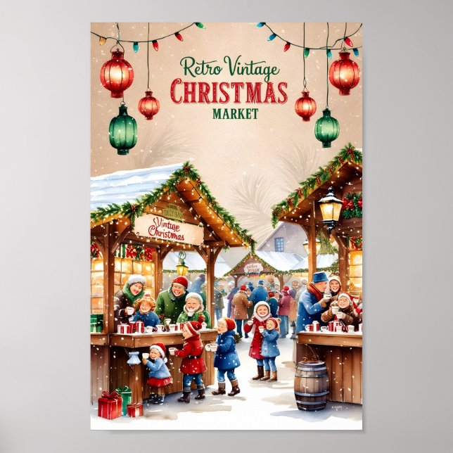 Classic Christmas Market Scene Poster (Front)