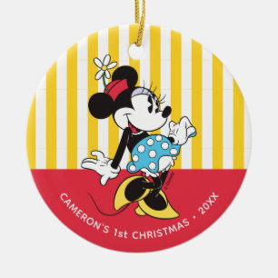 Classic Christmas Minnie Mouse Ceramic Ornament