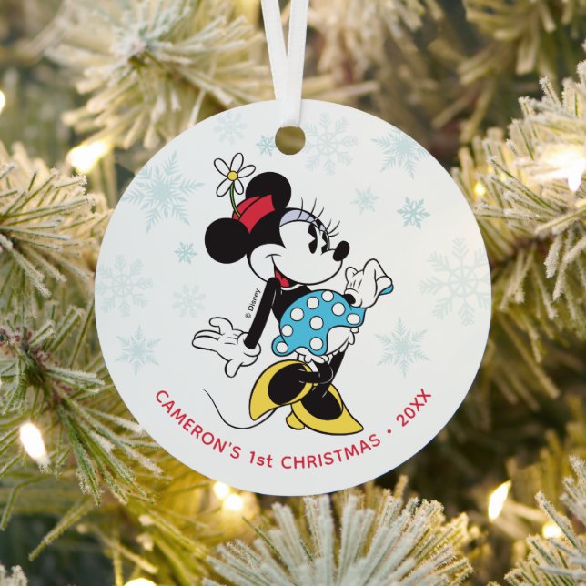 Classic Christmas Minnie Mouse Metal Ornament (Insitu)