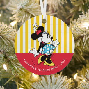 Classic Christmas Minnie Mouse Metal Ornament
