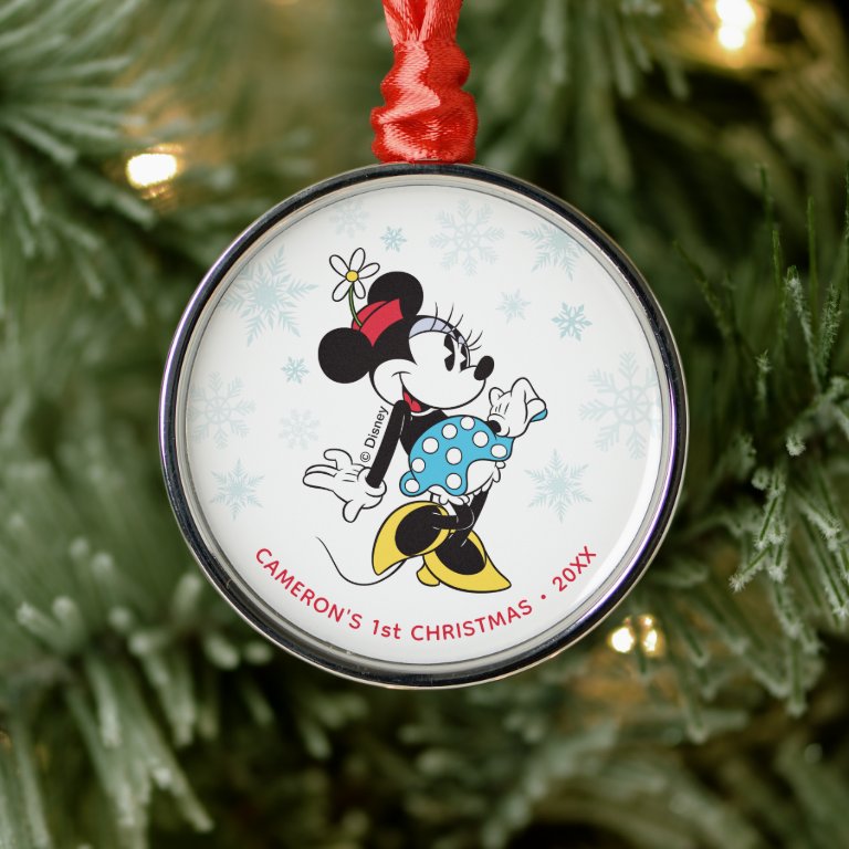 Classic Christmas Minnie Mouse Metal Ornament