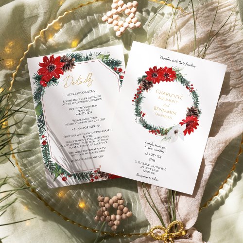 Classic Christmas Modern Wedding Details And Invitation