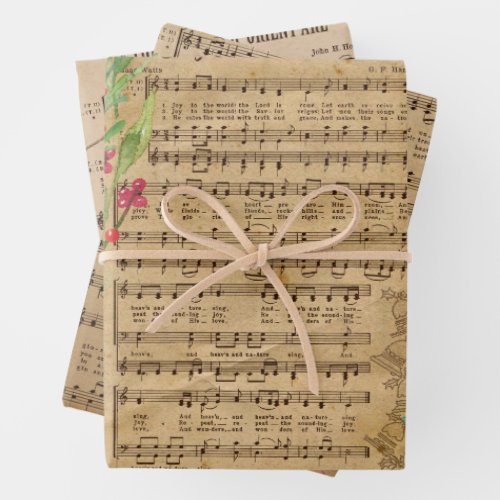 Classic Christmas Music 3 Wrapping Paper Sheets