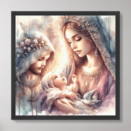 Classic Christmas nativity scene Virgin Mary Framed Art