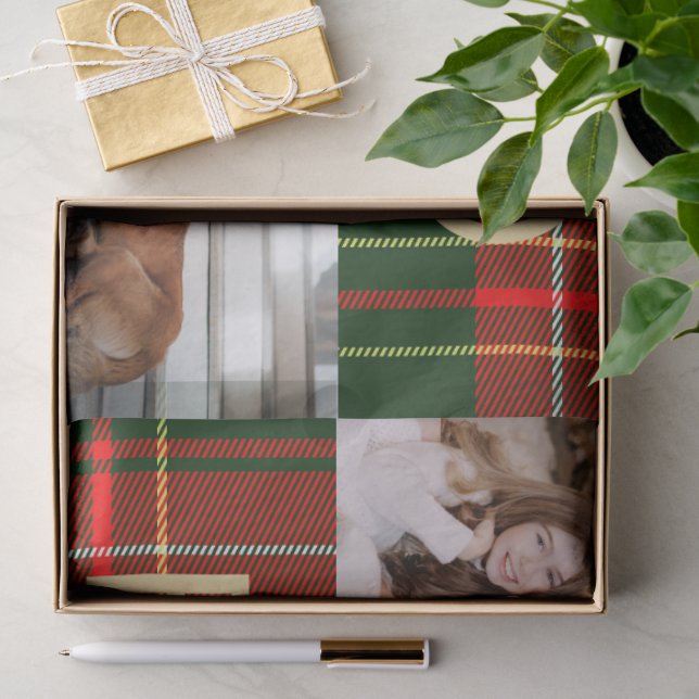 Classic Christmas Noel Plaid Photo Holiday Tissue Paper (Gift)