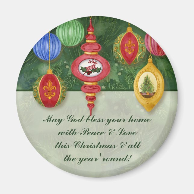 Classic Christmas Ornament Message Magnet (Front)