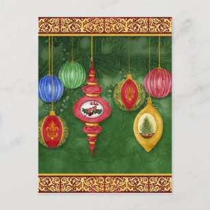 Classic Christmas Ornament Postcard Party Invite