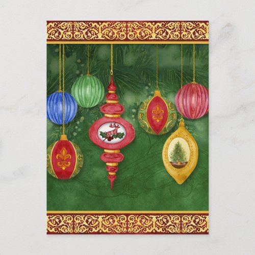 Classic Christmas Ornament Postcard Party Invite