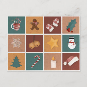 Classic Christmas Ornaments Decorations Holiday Postcard