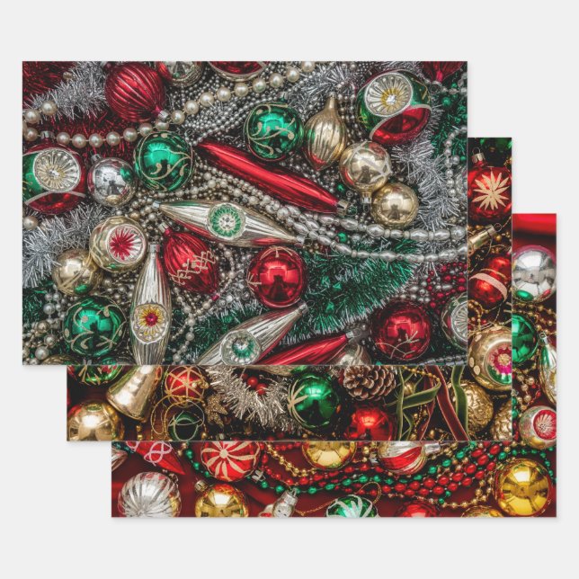 Classic Christmas Ornaments Wrapping Paper Sheets (Set)
