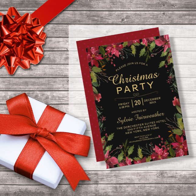 Classic Christmas Party Pretty Poinsettia Invitation (Creator Uploaded)