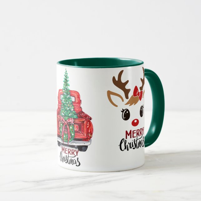 Classic Christmas Pickup Holiday Winter Design Mug (Front Right)
