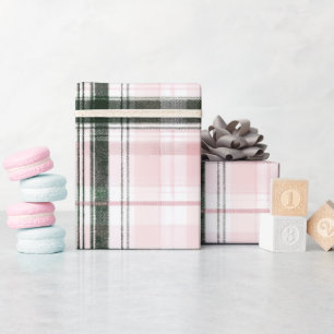 Classic Christmas pink and green Plaid Wrapping Paper