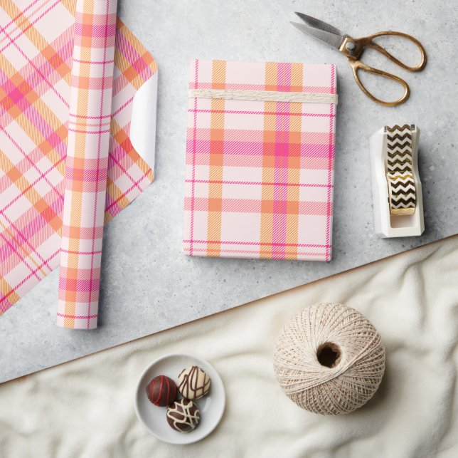 Classic Christmas Plaid collection Pink blush Wrapping Paper (Crafts)
