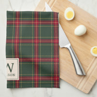 Christmas Plaid Tea Towels, Xmas Dish Towel, Christmas Buffalo Plaid Towel,  Holly Kitchen Plaid Hand Towel, Christmas Kitchen Decor Towel 