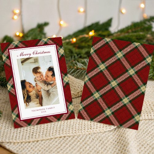 Classic Christmas Plaid Family Photo Holiday Card