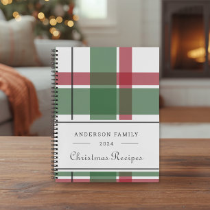 Classic Christmas Plaid Family Recipe Notebook
