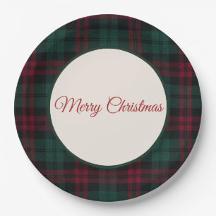 Classic Christmas Plaid Merry Christmas Paper Plates
