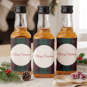 Classic Christmas Plaid Mini Liquor Bottle Label