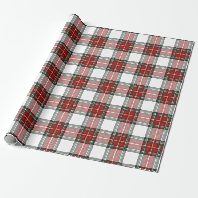 Classic Christmas Plaid Pattern Wrapping Paper (Unrolled)