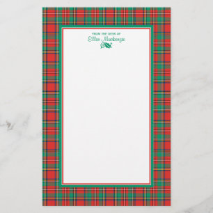Classic Christmas Plaid Personalized Stationery