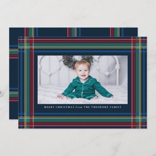 Classic Christmas plaid photo Holiday Card