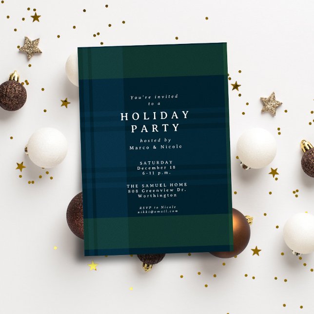 Classic Christmas plaid simple holiday party Invitation (Creator Uploaded)