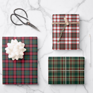 Classic Christmas Plaid Variety Wrapping Paper Sheets