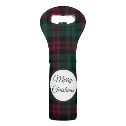Classic Christmas Plaid Wine Tote Bag