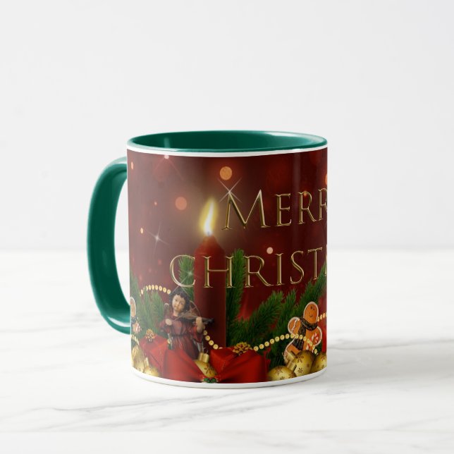 Classic Christmas Red and Gold Candle Decorations Mug (Front Left)
