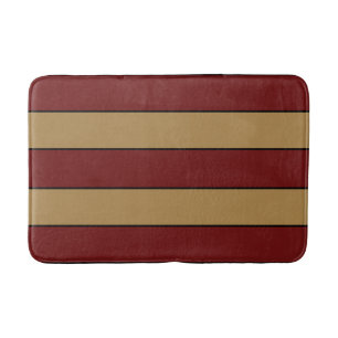 Classic Christmas Red And Gold Stripes Bath Mat