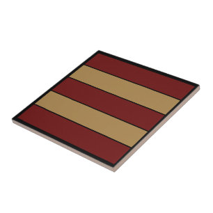 Classic Christmas Red And Gold Stripes  Ceramic Tile