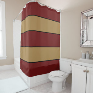Classic Christmas Red And Gold Stripes Shower Curtain