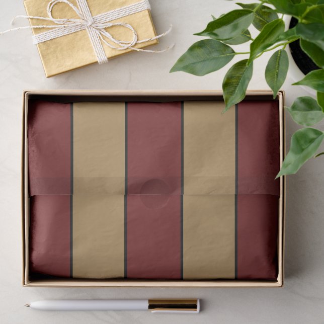 Classic Christmas Red And Gold Stripes Tissue Paper (Gift)