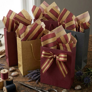 Classic Christmas Red And Gold Stripes Tissue Paper