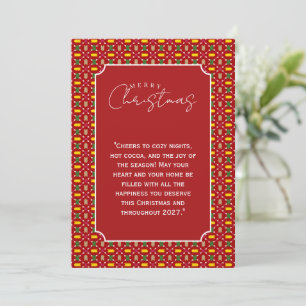 Classic Christmas Red and Green Geometric Seamless Holiday Card