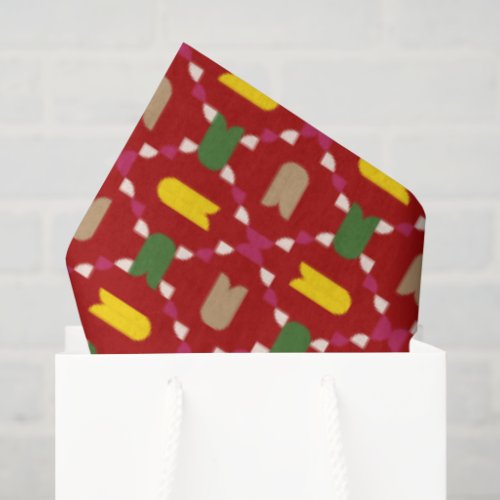 Classic Christmas Red and Green Geometric Seamless Tissue Paper