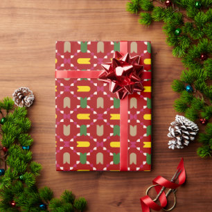 Classic Christmas Red and Green Geometric Seamless Wrapping Paper