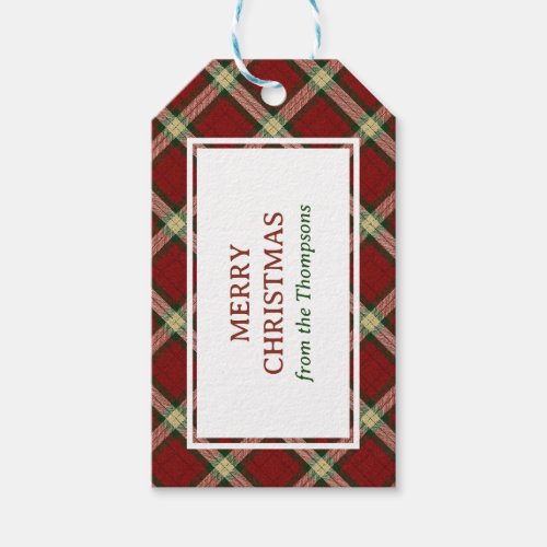 Classic Christmas Red and Green Plaid Gift Tags