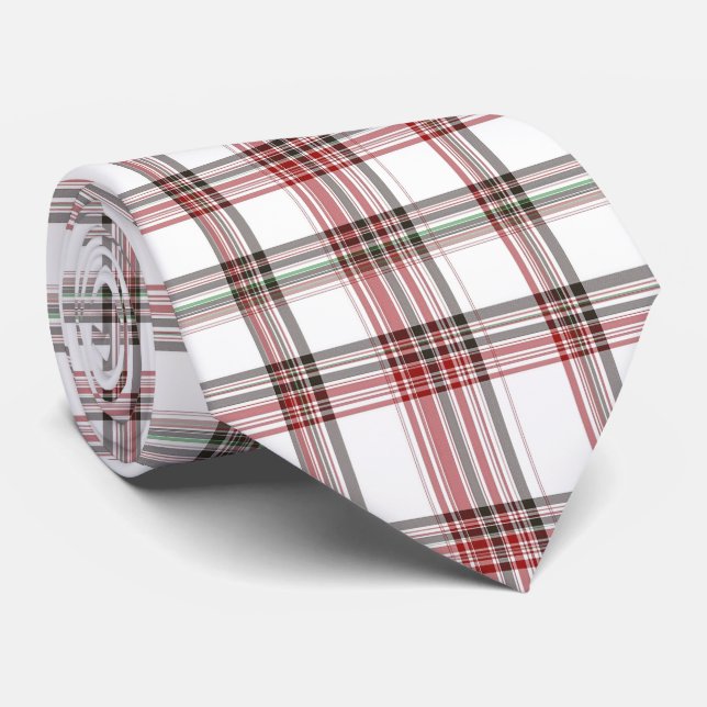 Classic Christmas Red and Green Tartan Plaid Neck Tie (Rolled)