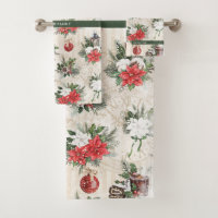 Classic Christmas red and white poinsettia flowers