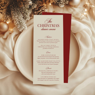 Classic Christmas Red & Gold Calligraphy Menu Invitation