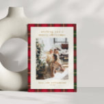 Classic Christmas Red Green Plaid Portrait Photo Holiday Card<br><div class="desc">Capture the warmth and tradition of the holidays with this classic red and green plaid Christmas photo card. The timeless tartan design, featuring intersecting lines of yellow and dark green, brings a cozy, festive touch to your holiday greetings. Perfect for showcasing your favorite family photos, this background adds a cheerful...</div>