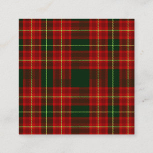Classic Christmas Red Green Tartan Plaid Seamless Square Business Card